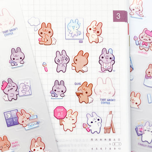 some cute artist bunnies for all you creatives out there! There's one for every situation and project. Add them to your journal, bujo, diary or letters!