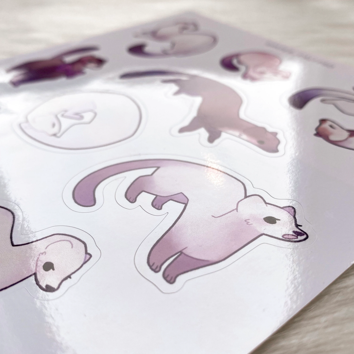 A close-up of the sheet, showing the texture of the glossy vinyl and the good print quality. The colours are nice and saturated.