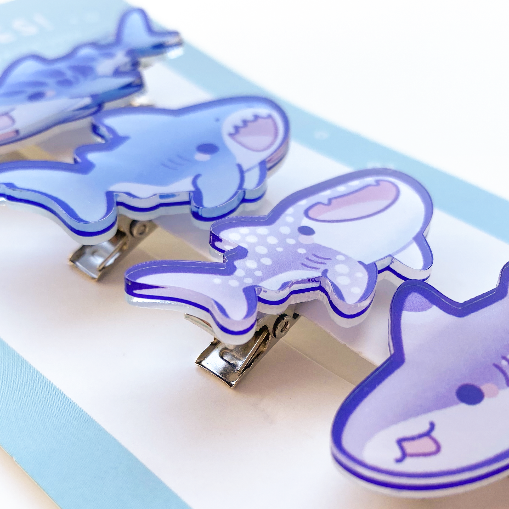 little kawaii cartoon happy shark hairclips underwater sea themed marine biology