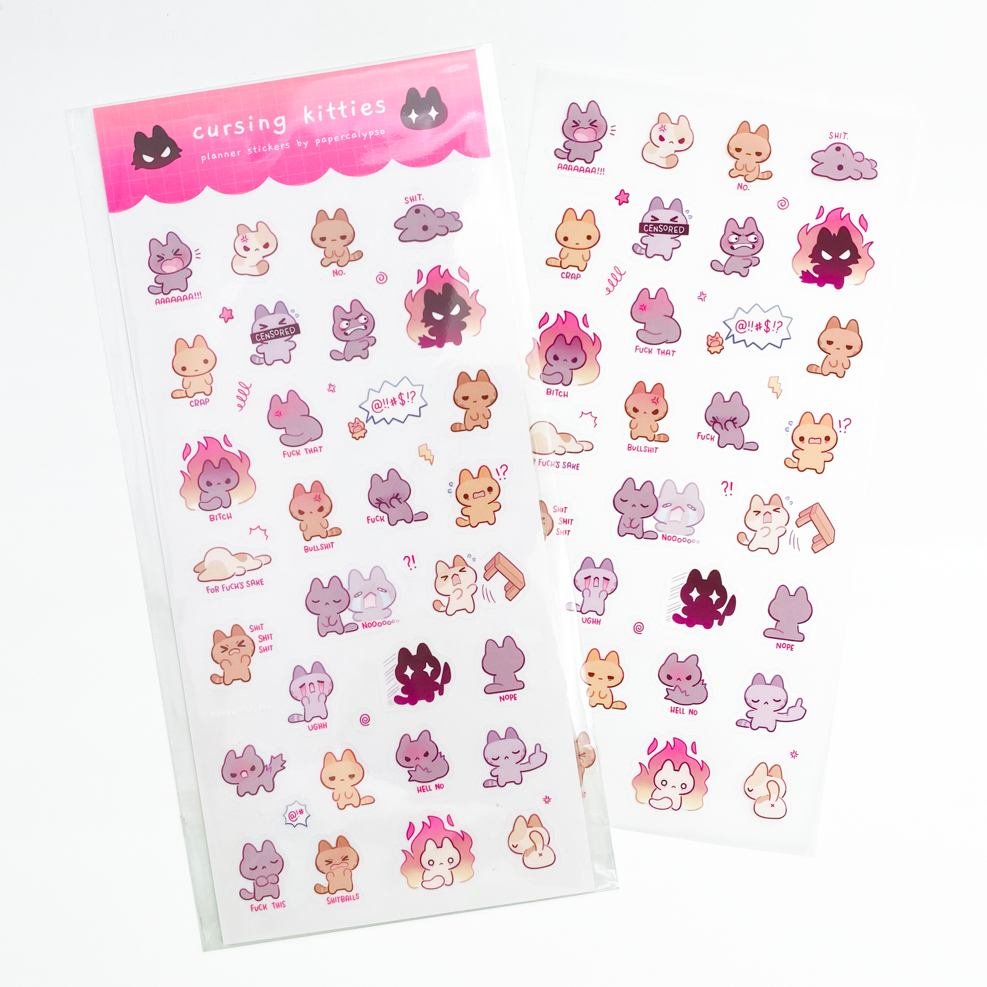 cute kawaii chibi kitties doing different angry poses to decorate your journal, diary or planner. There are 30 unique stickers of cats raging in different funny ways. There's cartoon memes, despair, anger and fire. 