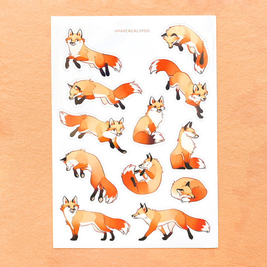 red fox sticker sheet