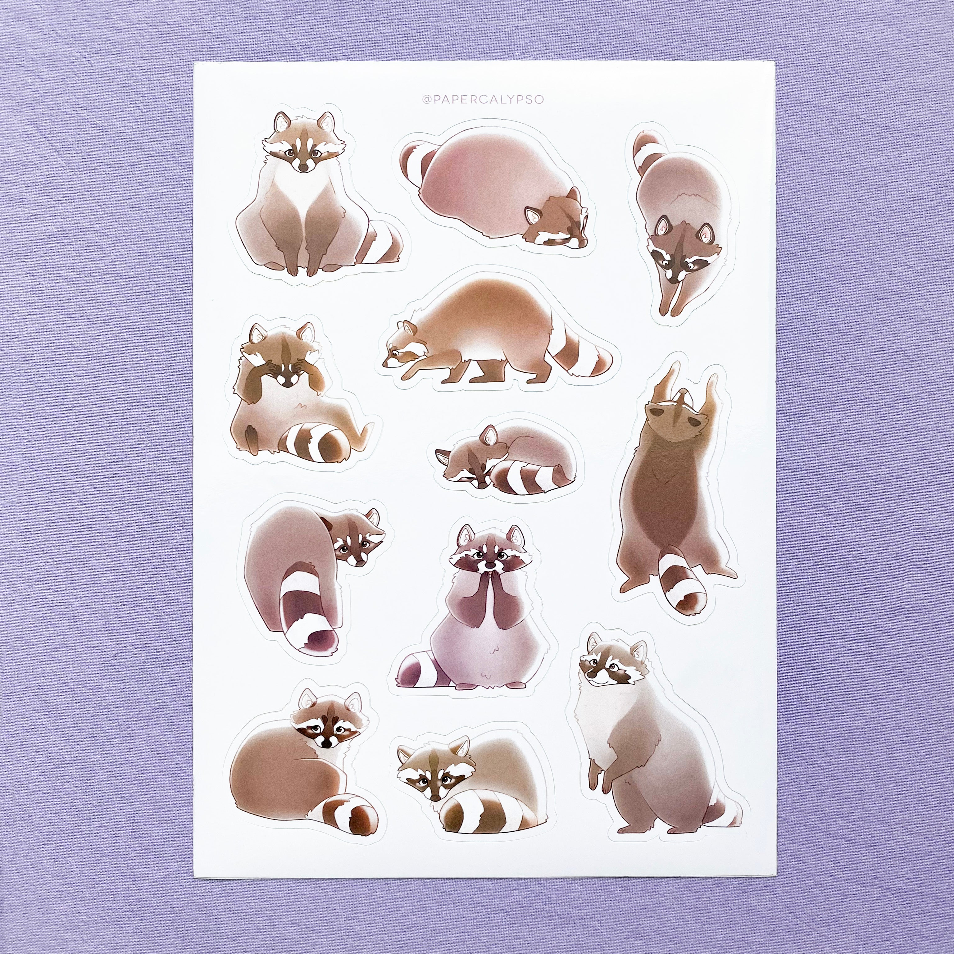 silly raccoons sticker sheet – PaperCalypso