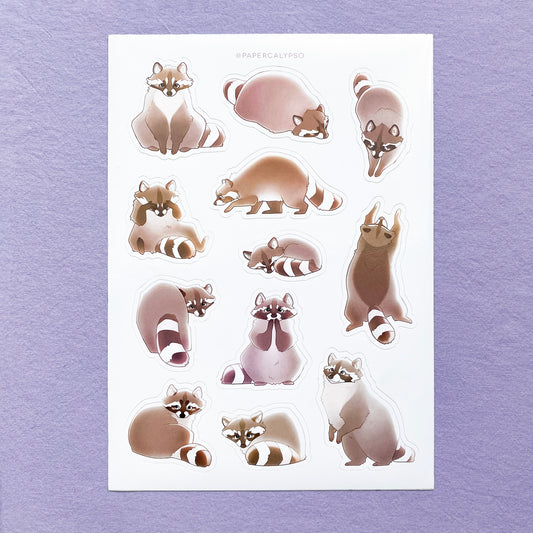 silly raccoons sticker sheet