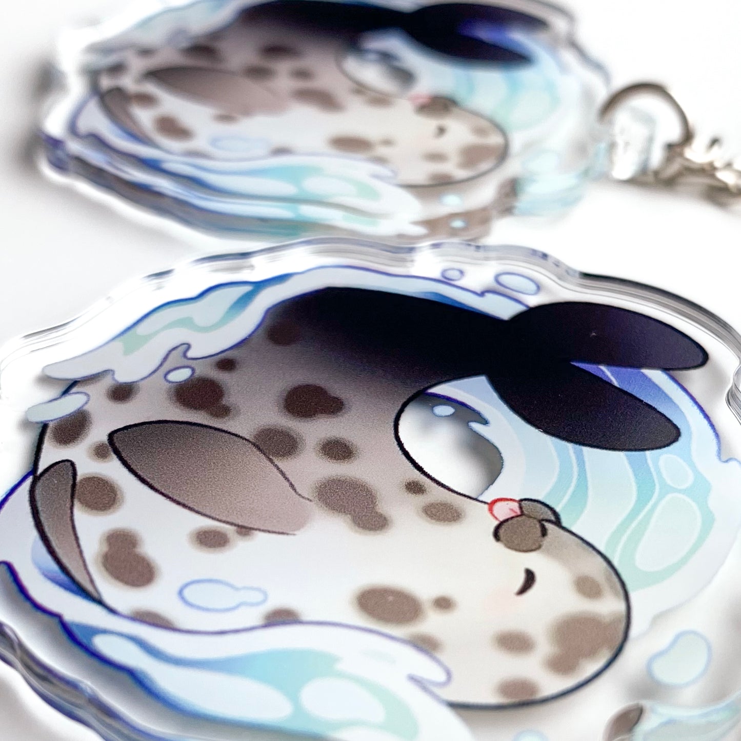 a close-up of the keychain print. 