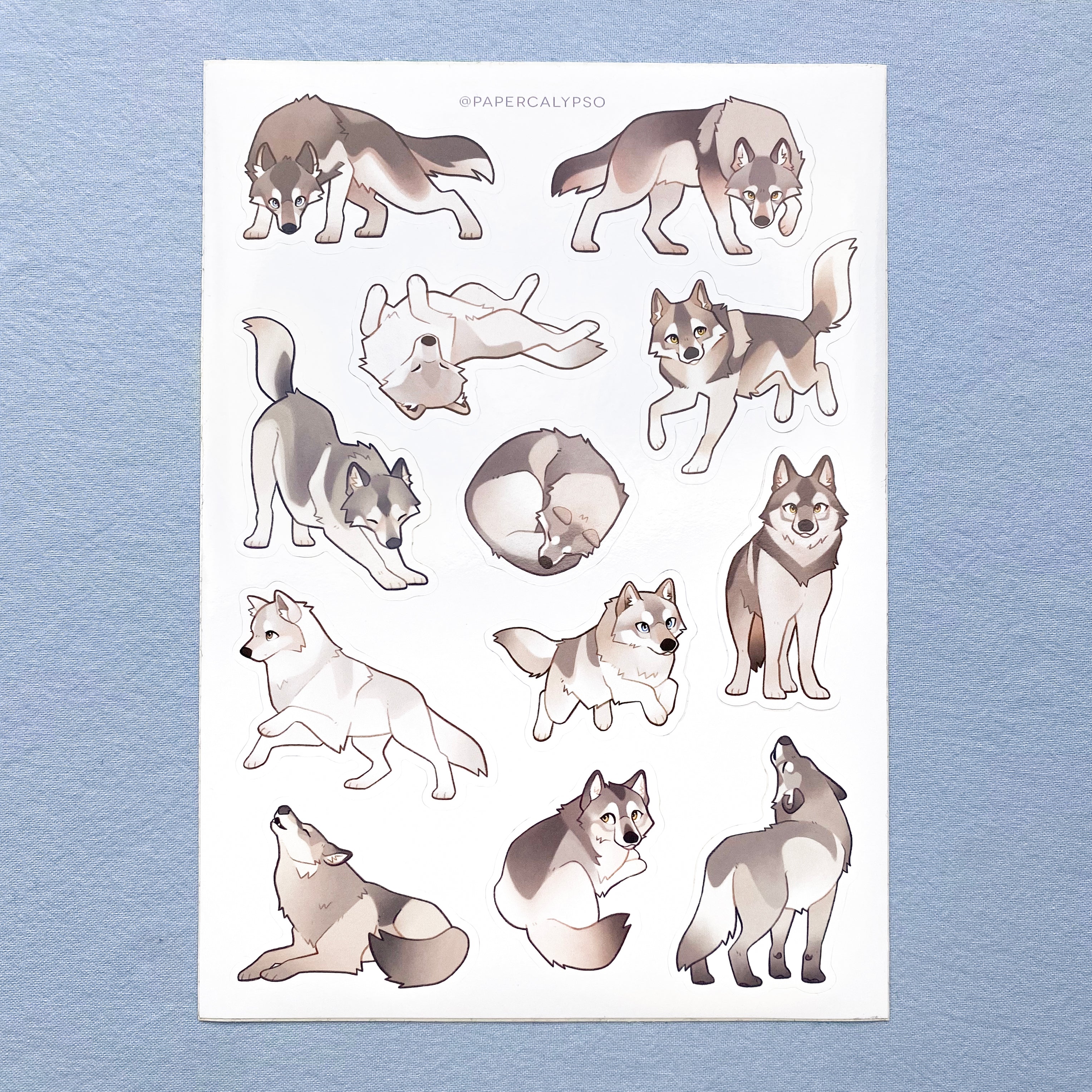 cute wolves sticker sheet – PaperCalypso