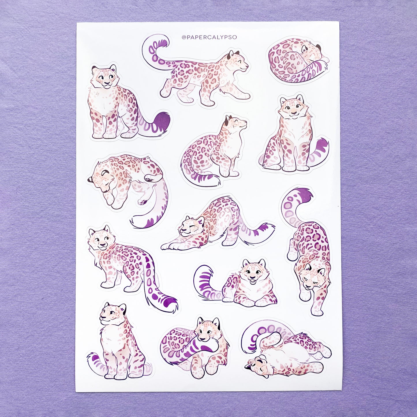 snow leopards sticker sheet