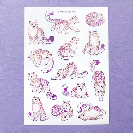 snow leopards sticker sheet