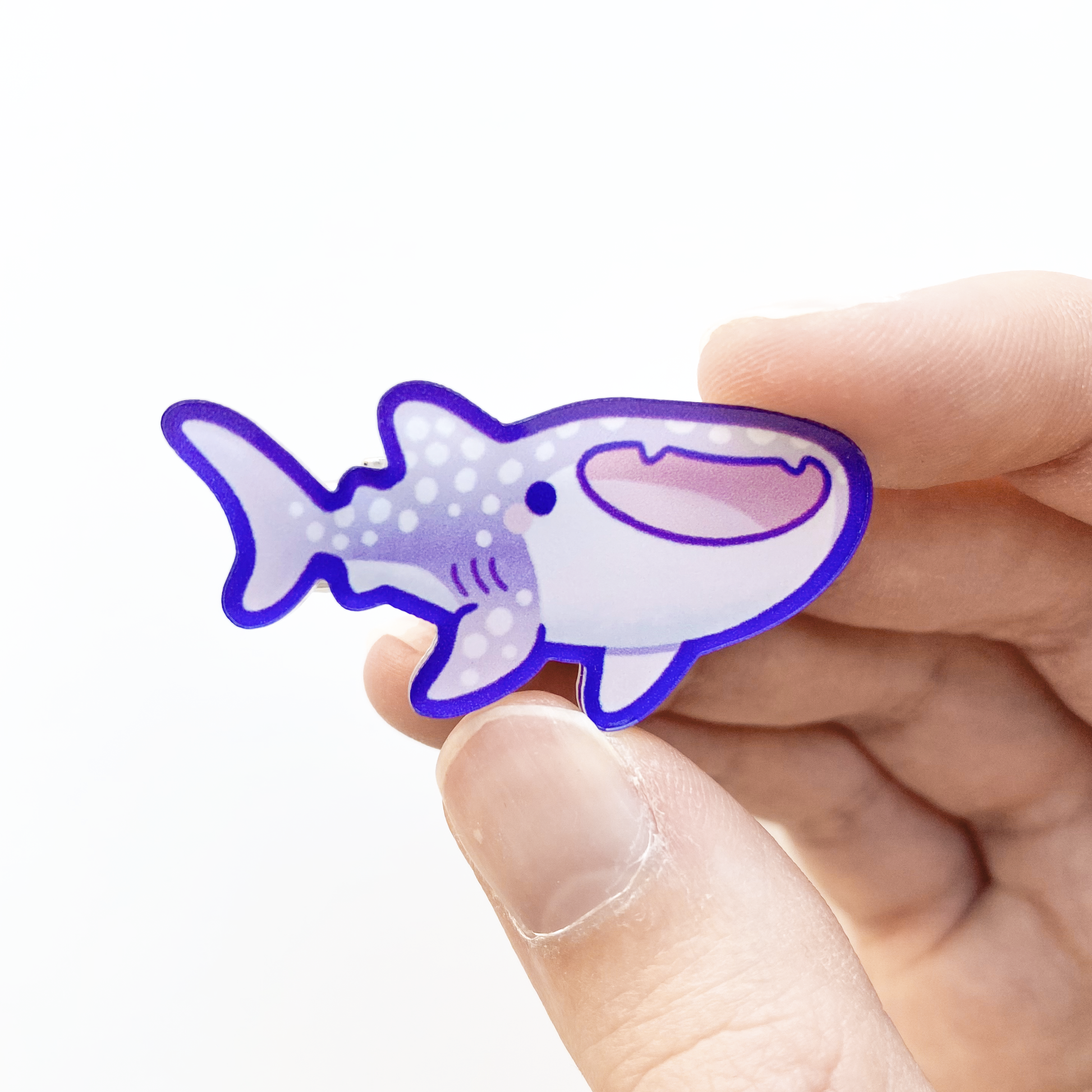 little smiling purple whale shark with spots happy big mouth