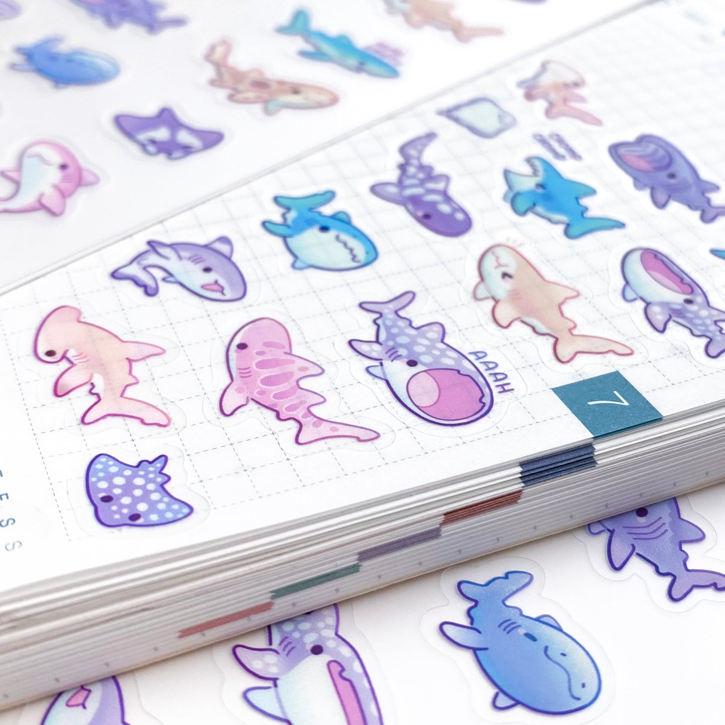 an example of the stickers in a hobonichi journal. Use them to decorate your pages and make them more fun. The stickers are matte and transparent, so you can see the journal paper patterns through the stickers.