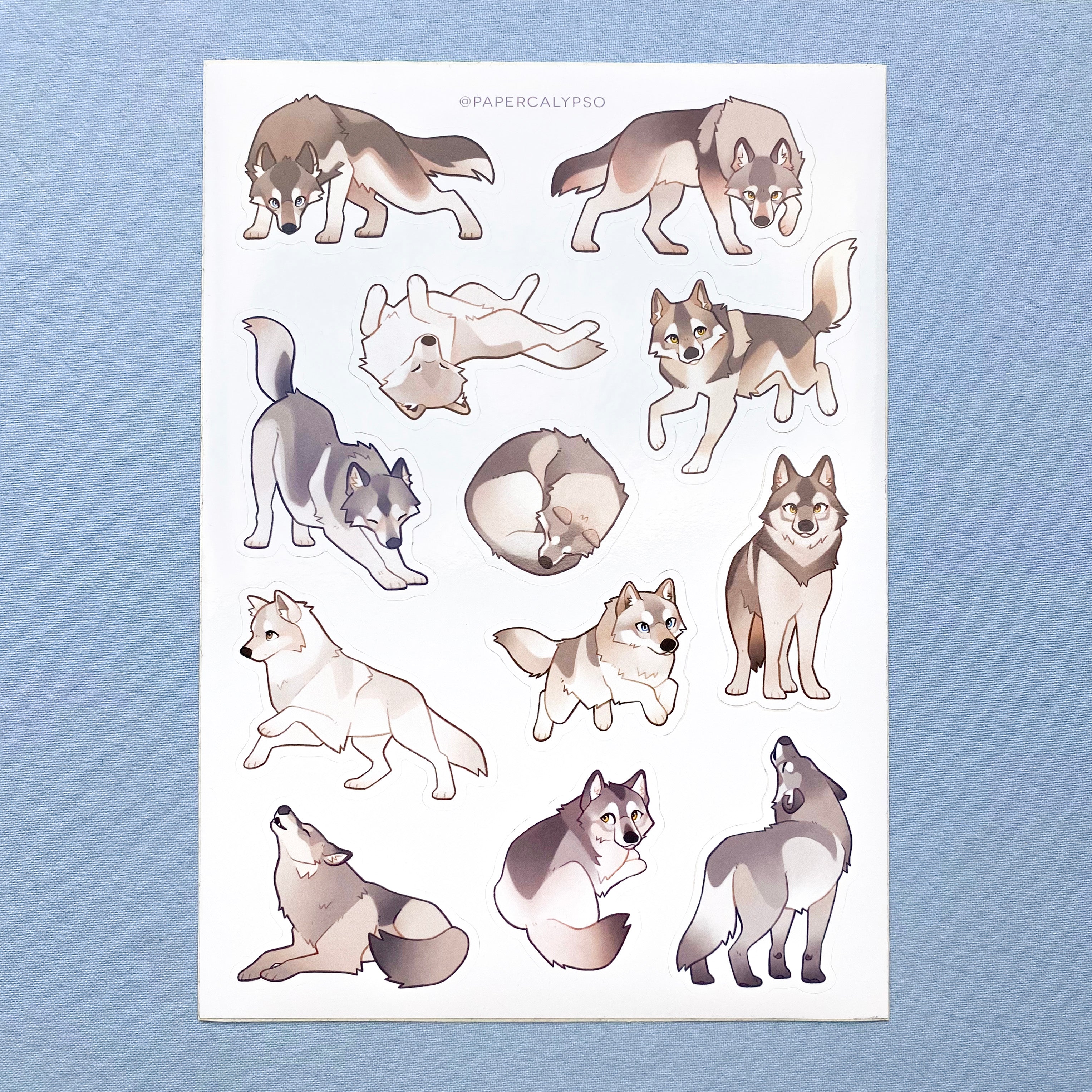 cute wolves sticker sheet โ PaperCalypso